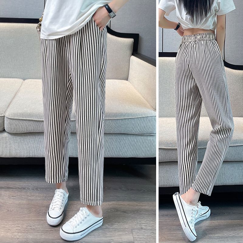 Women's Low Rise Striped Harem Pants with Ankle Length - Image 5