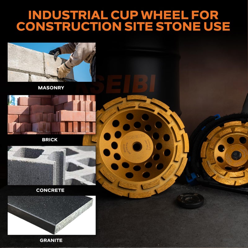 KSEIBI 644116 Diamond Concrete Grinding Wheel 4 1/2" x 5/8"-11 for Polishing and Cleaning Stone Concrete Surface, Cement, Marble, Rock, Granite, and Thinset Removing, Angle Grinder Wheels Cup - Image 5