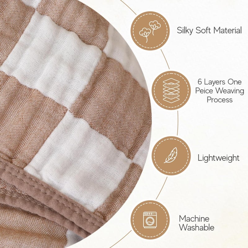 HardNok 4Pc UltraSoft Muslin Baby Towel Set  Bath  Beach Coffee Checkered 32x32 - Image 4