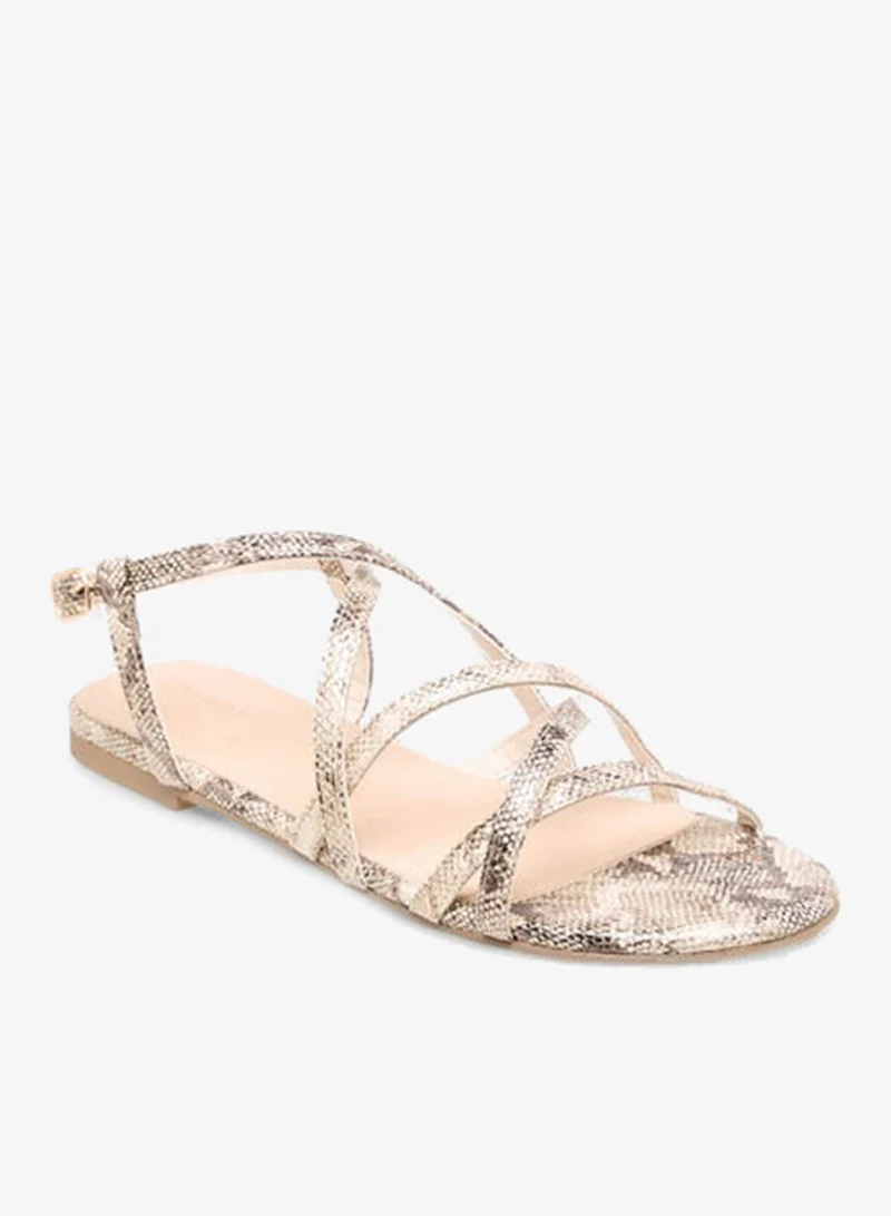 Flora Bella By Shoexpress Women Solid Criss Cross Sandals with Buckle Closure