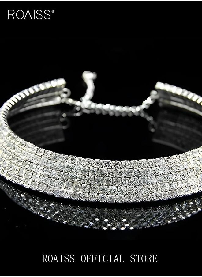 roaiss 4-Piece Set of Jewelry Diamond Necklace Earrings Ring Bracelet  European Style Elegant and Noble Jewelry  Gift  - Image 4