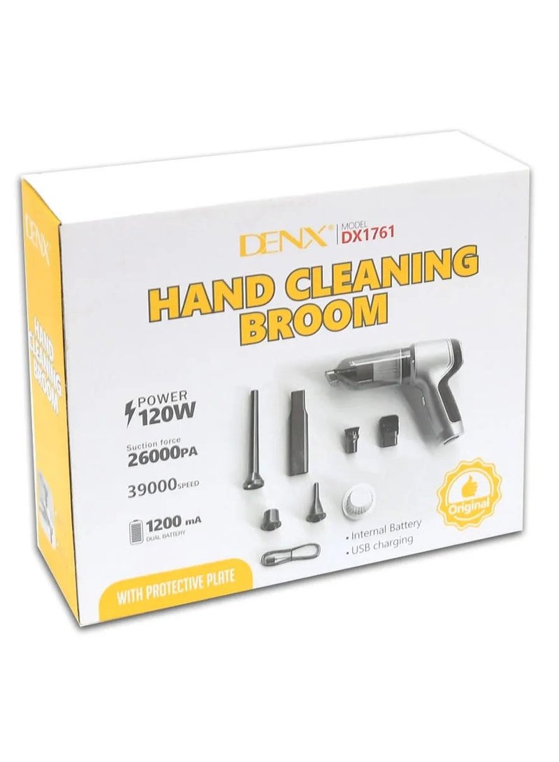 Denx Portable wireless car vacuum cleaner, 2 in 1, broom and blower with multiple heads for cleaning different places, 120 watts power - Image 1