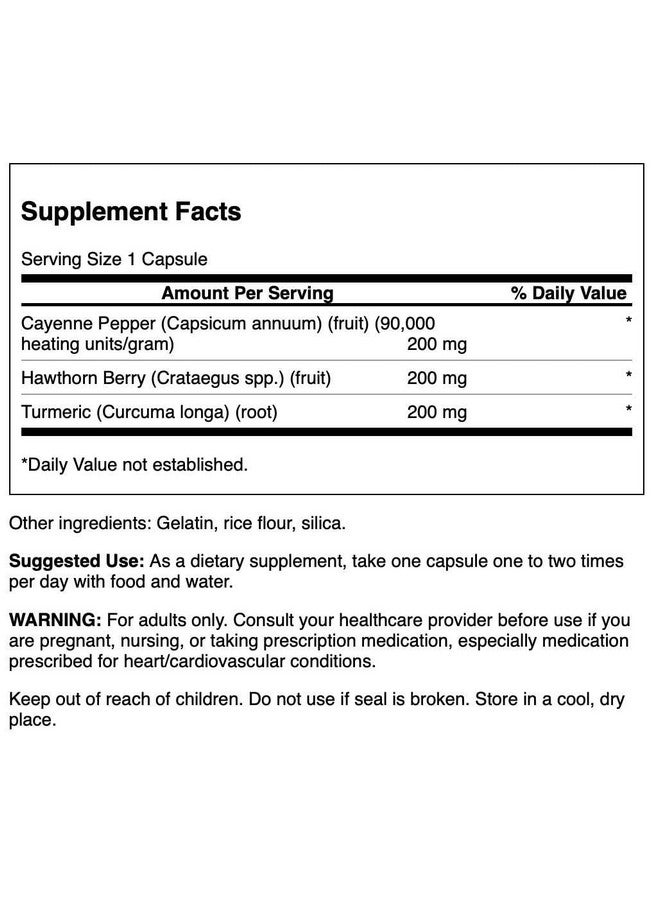 سوانسون كبسولات Swanson Full Spectrum Turmeric Hawthorn & Cayenne - 60 كبسولة - Image 2