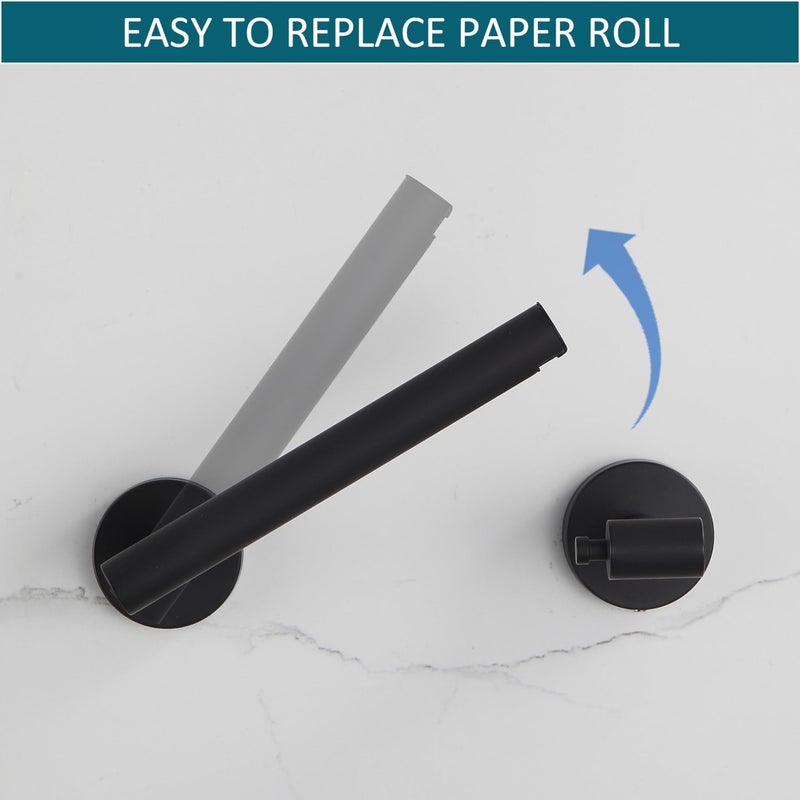 BVL Toilet Paper Holder Matte Black Wall Mount Stainless Steel 304 Large Mega Roll - Image 2