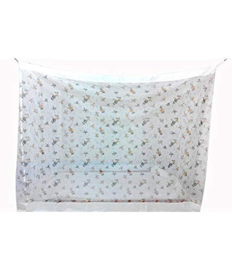 Dreams Polycotton Mosquito Net for Double Bed Printed Ivory