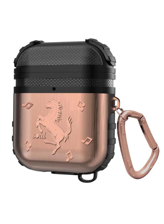 غطاء حماية من السيليكون بسوار لمنع الضياع مقاوم للصدمات لسماعات أبل آيربودز برونزي