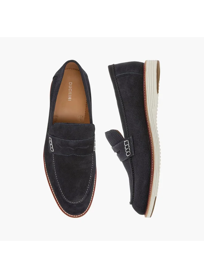 DUCHINI Men's Textured Slip-On Loafers