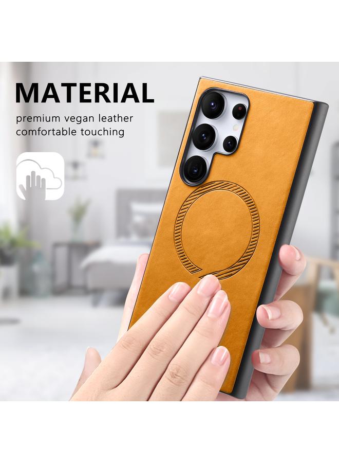 S-TOP Case For Samsung Galaxy S24 Ultra 5G Solid Color Retro Magsafe PU Back Cover Phone Case - Image 5