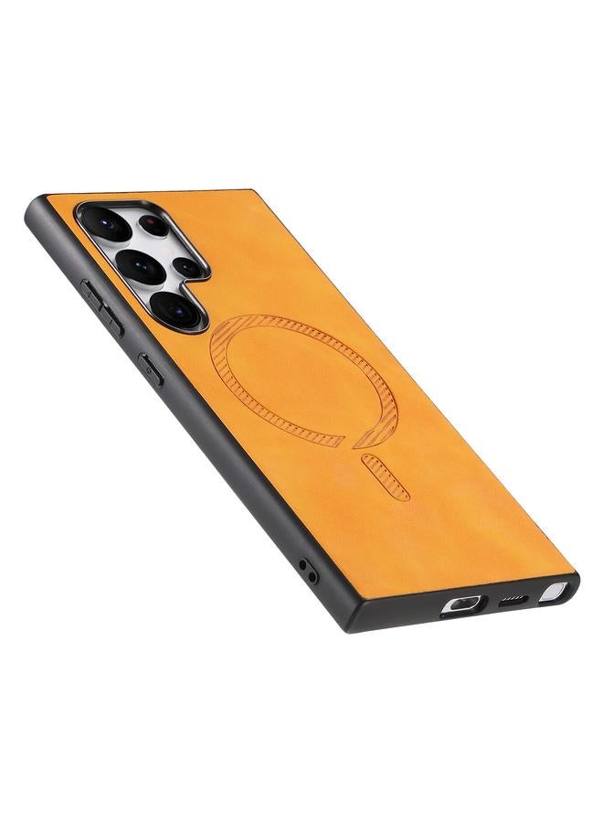 S-TOP Case For Samsung Galaxy S24 Ultra 5G Solid Color Retro Magsafe PU Back Cover Phone Case - Image 2