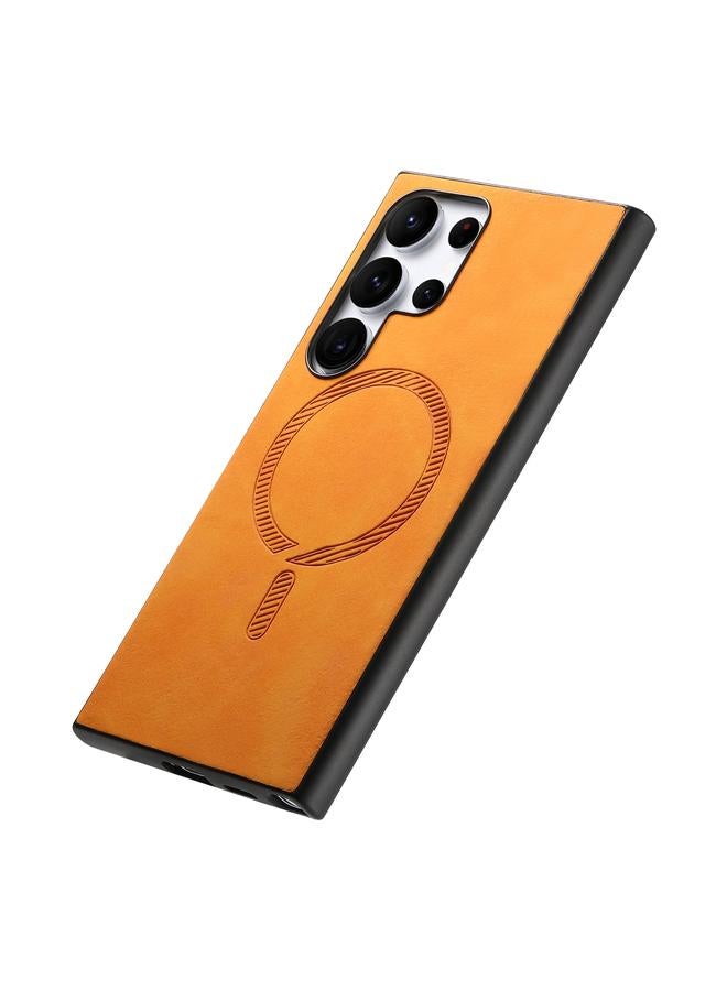 S-TOP Case For Samsung Galaxy S24 Ultra 5G Solid Color Retro Magsafe PU Back Cover Phone Case - Image 3