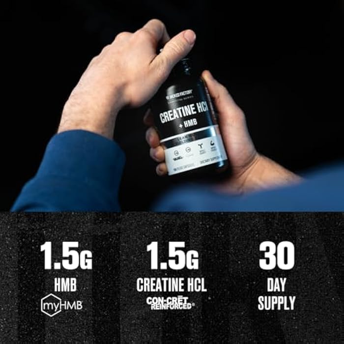 Jacked Factory Creatine HCL + HMB Capsules - Synergistic CON-CRET, myHMB, & Vitamin D Formula for Improved Growth, Strength, & Reduced Muscle Breakdown - 150 Capsules - Image 2