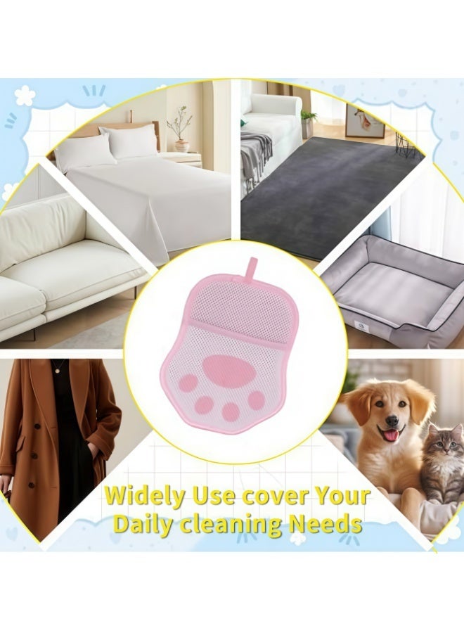 قفاز لإزالة شعر الحيوانات الأليفة للقطط والكلاب قفازات كهربائية قابلة لإعادة الاستخدام لإزالة شعر الحيوانات الأليفة، أداة لإزالة شعر الحيوانات الأليفة من الأريكة والملابس والسجاد ومقاعد السيارة (وردي) - Image 2