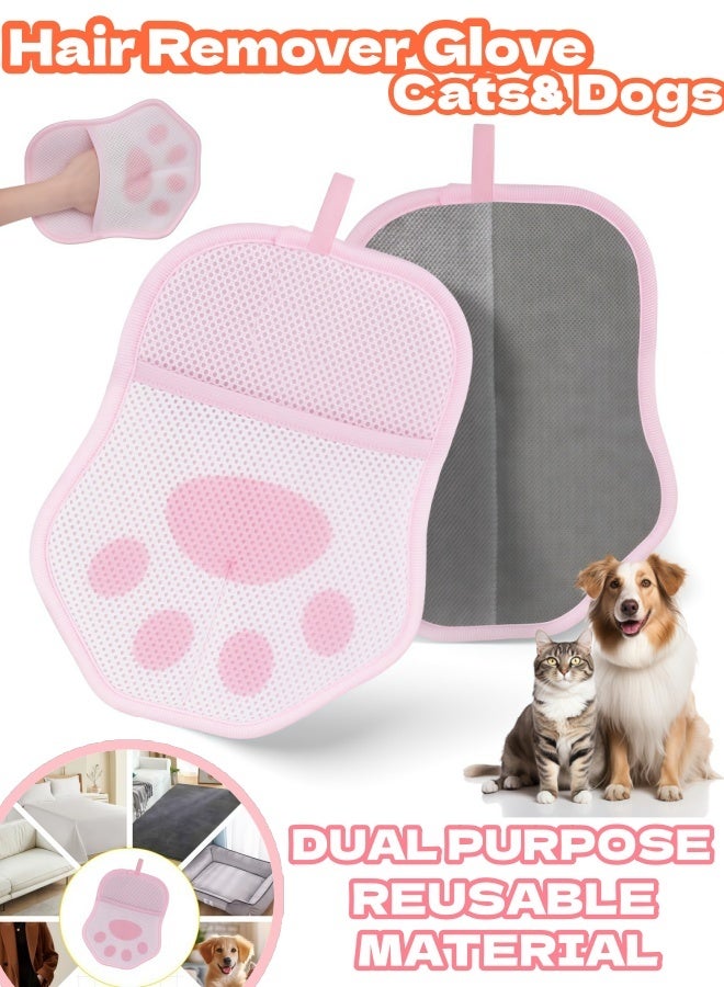 قفاز لإزالة شعر الحيوانات الأليفة للقطط والكلاب قفازات كهربائية قابلة لإعادة الاستخدام لإزالة شعر الحيوانات الأليفة، أداة لإزالة شعر الحيوانات الأليفة من الأريكة والملابس والسجاد ومقاعد السيارة (وردي) - Image 1