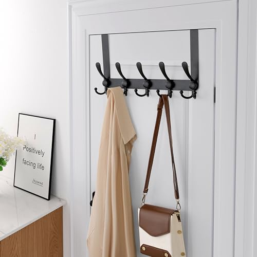 Dseap Over Door Hook 20 Upgraded Version SimpleAssembly Strong HeavyDuty Stainless Steel 5TriHook Over The Door Hanger Rack SimpleStrong Series Black Pack of 2 - Image 3