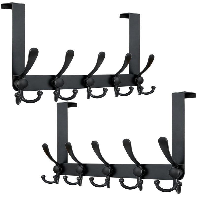 Dseap Over Door Hook 20 Upgraded Version SimpleAssembly Strong HeavyDuty Stainless Steel 5TriHook Over The Door Hanger Rack SimpleStrong Series Black Pack of 2 - Image 2