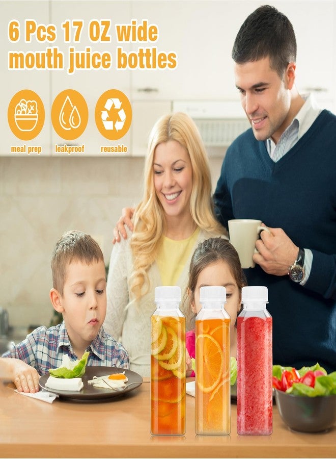 DODHEG 6 Pcs 17 Ounce Plastic Juice Bottle, Bulk Beverage Containers, Drink Containers for Milk, Juice, Drinks Bottle White Lid - Image 4