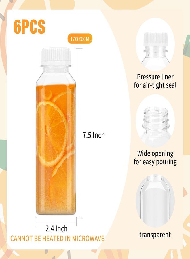 DODHEG 6 Pcs 17 Ounce Plastic Juice Bottle, Bulk Beverage Containers, Drink Containers for Milk, Juice, Drinks Bottle White Lid - Image 2