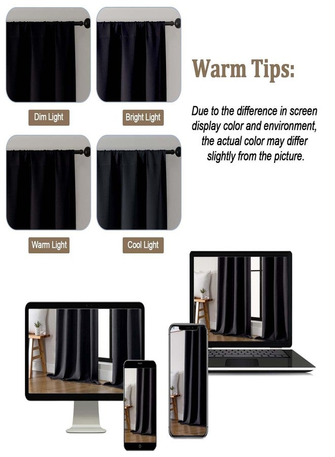 Lecloud Black Blackout Curtains 78 Inches Long 2 Pcs, Rod Pocket Thermal Insulated Bedroom Decor Window Curtains, Modern Window Treatments Black Out Drapes for Living Room, Each Panel 40" W x 78" L - Image 5