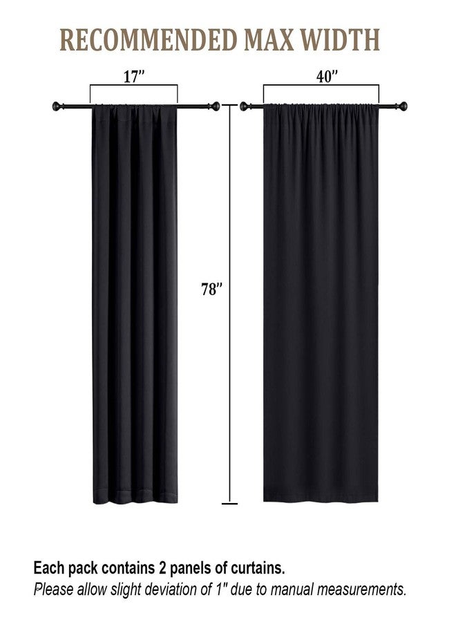 Lecloud Black Blackout Curtains 78 Inches Long 2 Pcs, Rod Pocket Thermal Insulated Bedroom Decor Window Curtains, Modern Window Treatments Black Out Drapes for Living Room, Each Panel 40" W x 78" L - Image 3