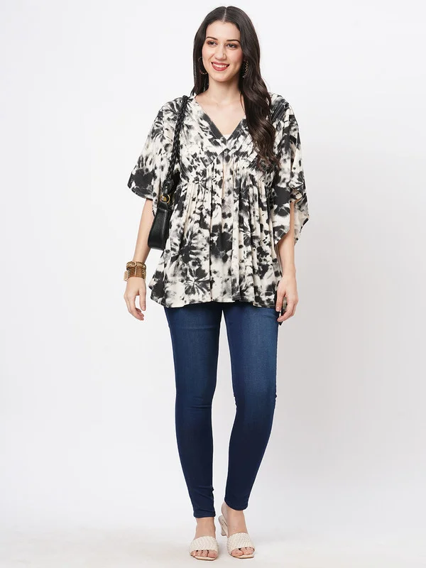 #Be #Be Black TIE DYE PRINT KAFTAN SHIRT