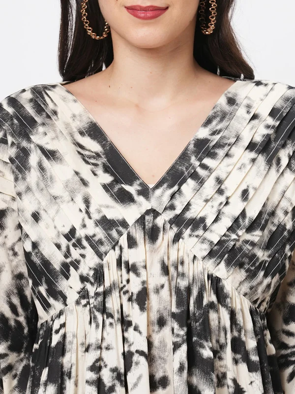 #Be #Be Black TIE DYE PRINT KAFTAN SHIRT