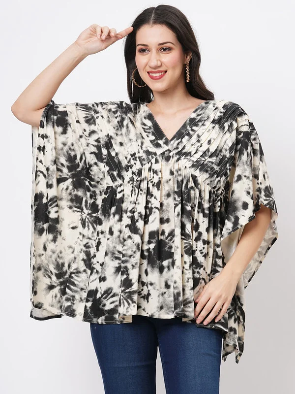 #Be #Be Black TIE DYE PRINT KAFTAN SHIRT