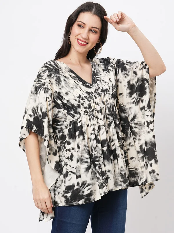 #Be #Be Black TIE DYE PRINT KAFTAN SHIRT