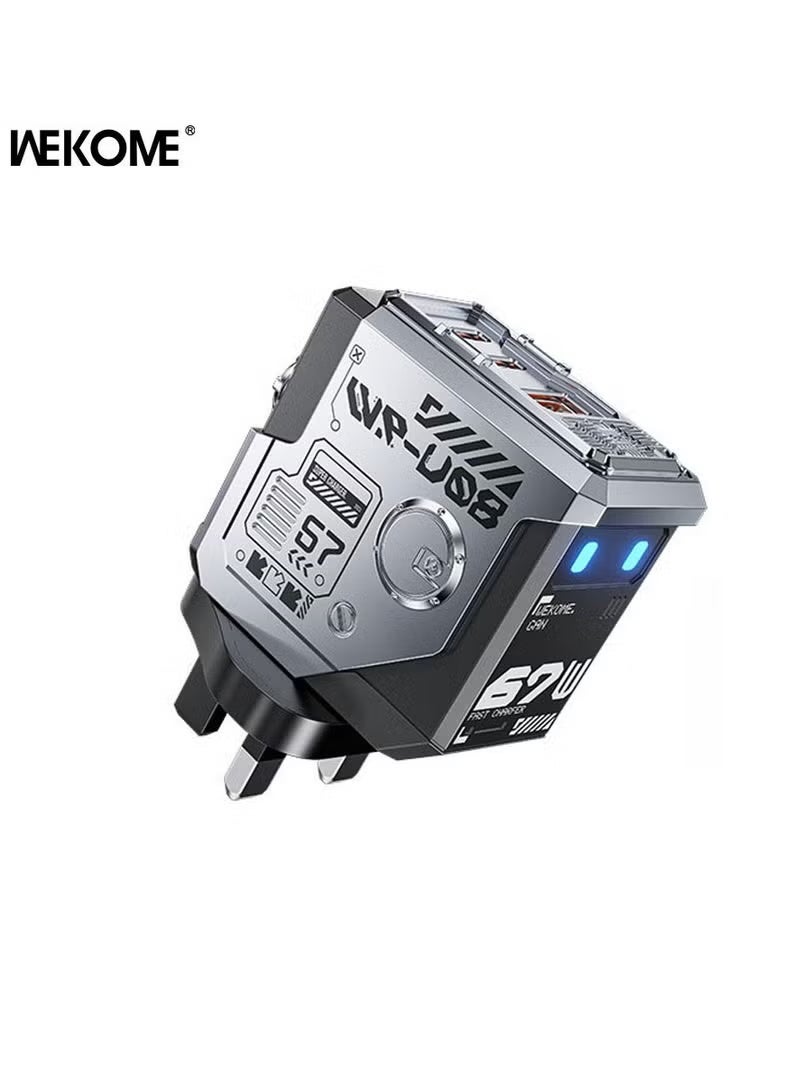 WEKOME 67W 2C1A GaN Charger Type C USB C Adapter USB Wall Plug Fast iPhone Charger Multi-Port Charger Portable Compatible with iPhone 16 Series Galaxy 25 24 Series iPad Pro Air Mini Apple Watch Xiaomi Huawei - Black - Image 1