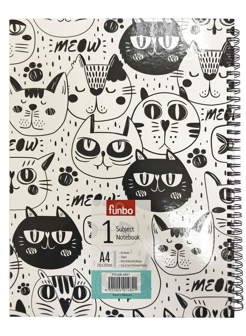 فانبو دفتر ملاحظات FUNBO-A4، 80 ورقة، موضوع واحد، مع غلاف مقوى (مواء) - Image 2