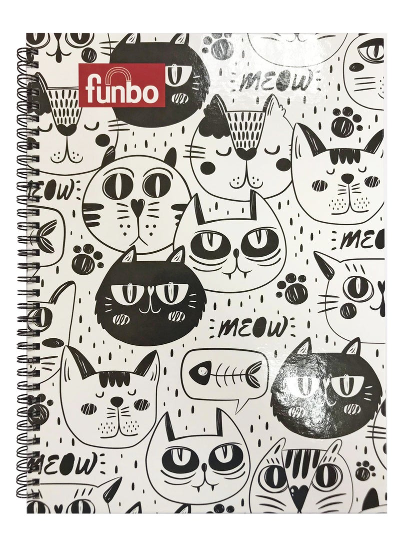 فانبو دفتر ملاحظات FUNBO-A4، 80 ورقة، موضوع واحد، مع غلاف مقوى (مواء) - Image 1