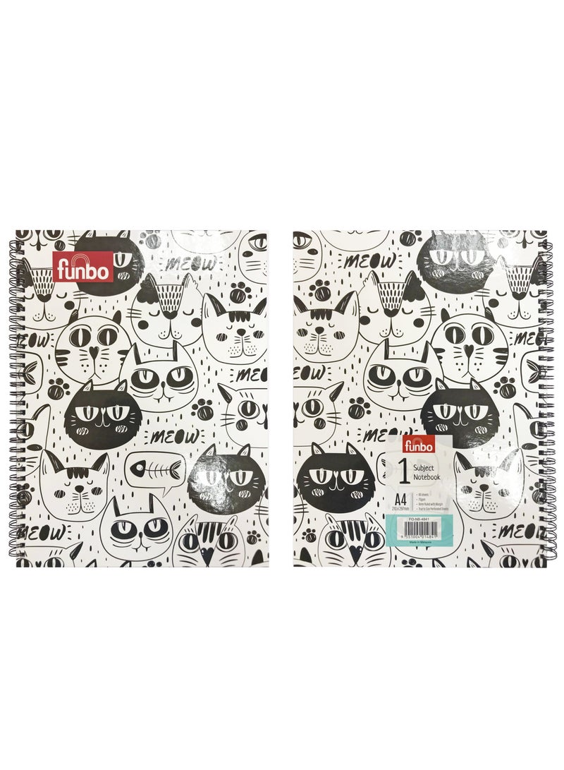 فانبو دفتر ملاحظات FUNBO-A4، 80 ورقة، موضوع واحد، مع غلاف مقوى (مواء) - Image 3