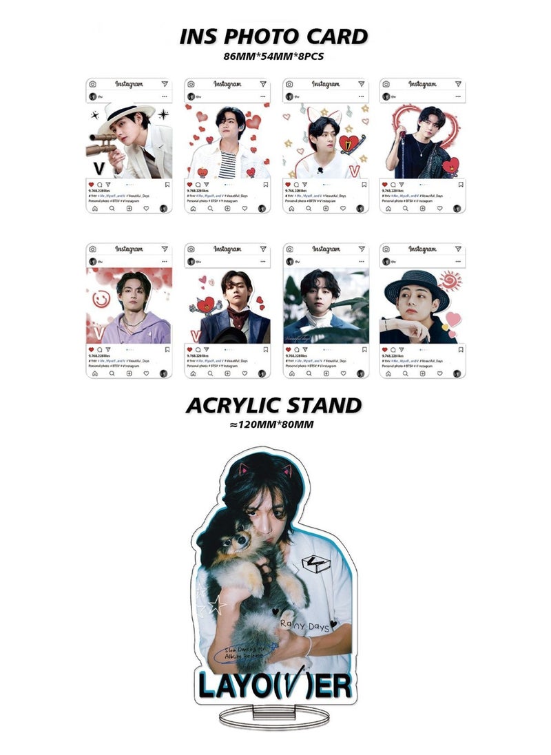 EHOME Bts Member V Solo Album Layover Gift Box With Lomo Cards, Acrylic Stand, Hand Account Tape, Keychain, Lanyard, Stickers, Photo Card  - Image 3