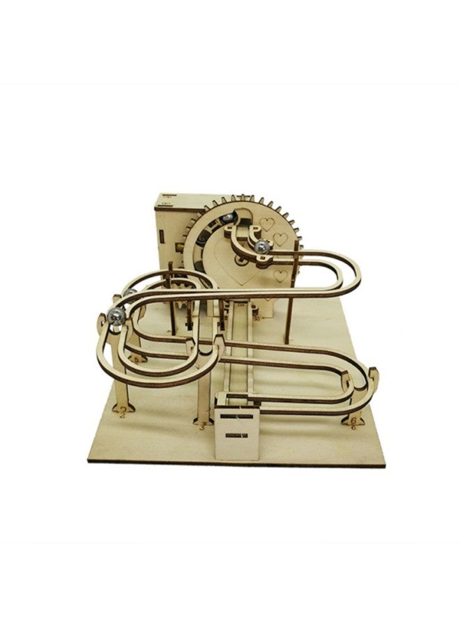 لعبة تركيب ثلاثية الأبعاد للأطفال، لعبة ألغاز خشبية مع مسار كرة شمسية. كتل بناء، جملة-لون: أصلي - Image 2