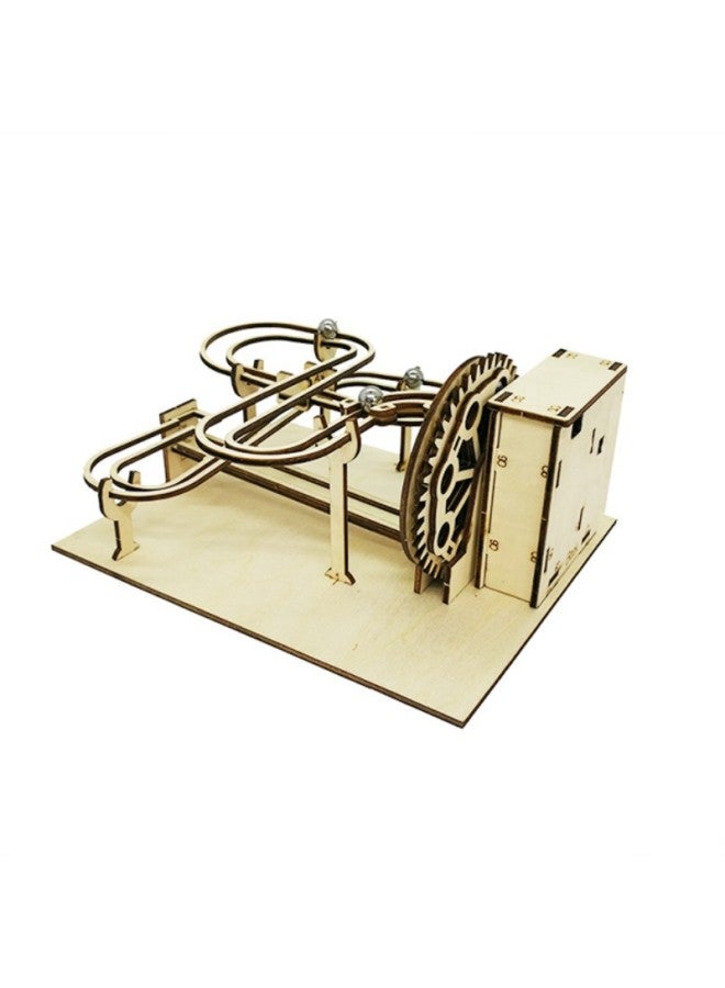 لعبة تركيب ثلاثية الأبعاد للأطفال، لعبة ألغاز خشبية مع مسار كرة شمسية. كتل بناء، جملة-لون: أصلي - Image 4