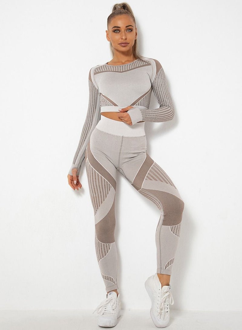 Loquat Sports Fitness 2-Piece Set Brown - Image 1