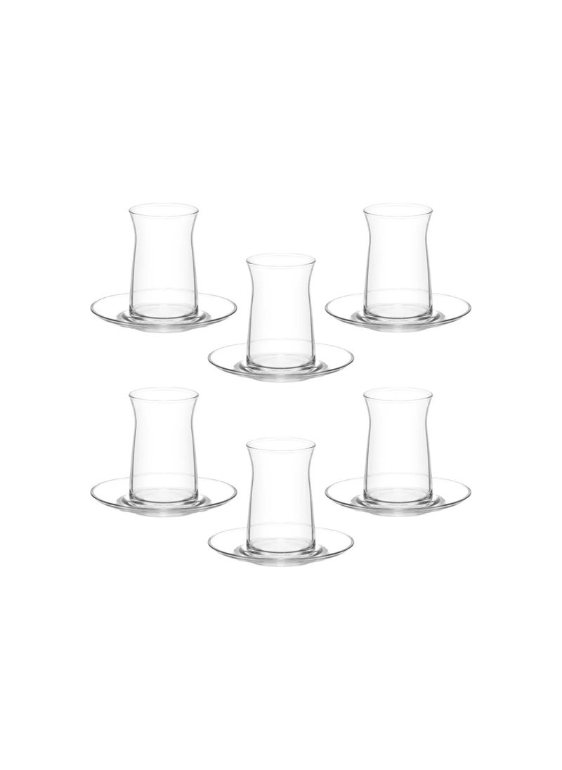 LAV Lav Vera Tea Estekana With Saucers Set of 12Pcs-180ml- Turkey Made 