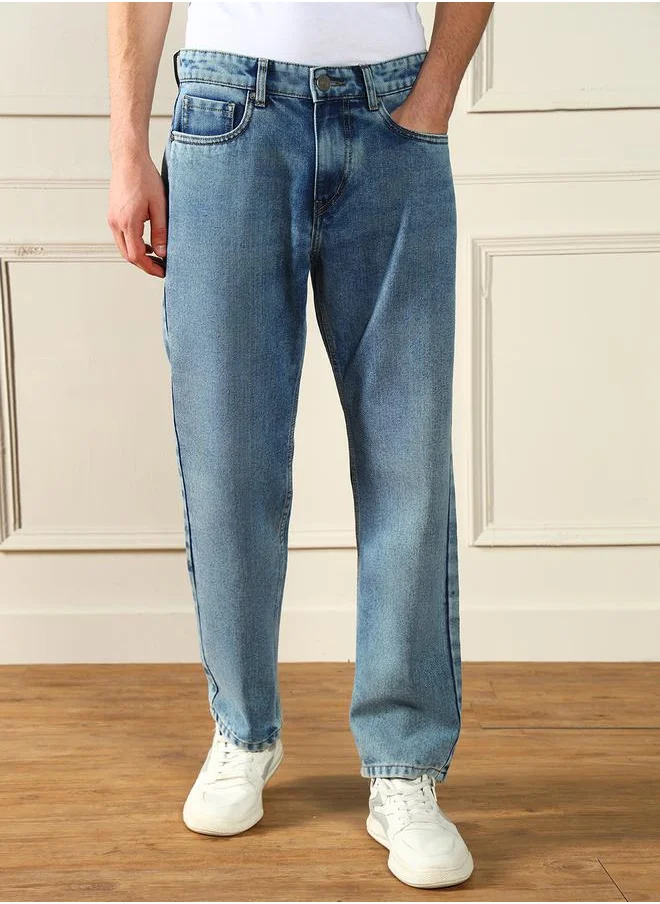 Dennis Lingo Mid Rise Faded Relaxed Fit Jeans by Styli