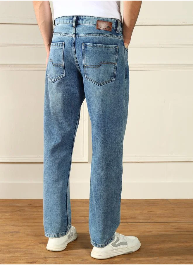 Dennis Lingo Mid Rise Faded Relaxed Fit Jeans by Styli