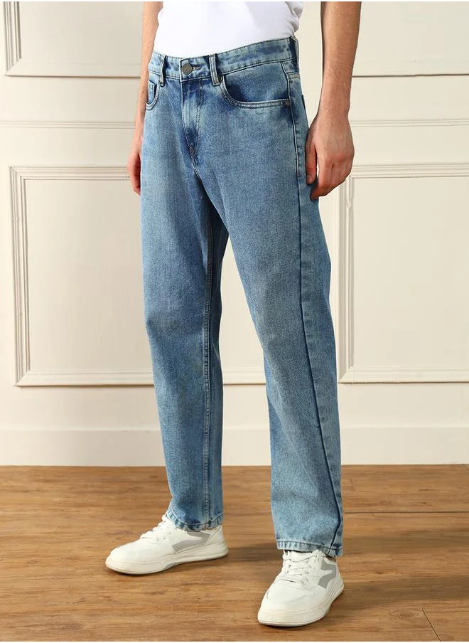 Dennis Lingo Mid Rise Faded Relaxed Fit Jeans by Styli