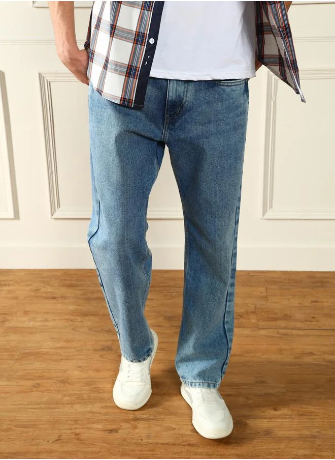 Dennis Lingo Mid Rise Faded Relaxed Fit Jeans by Styli