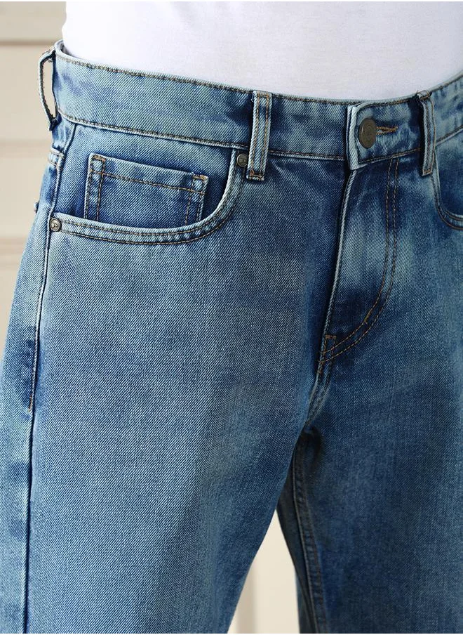 Dennis Lingo Mid Rise Faded Relaxed Fit Jeans by Styli