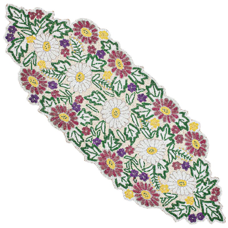 CLEENTABLE Luxury Beaded Table Runner - 13x36 Inches Handcrafted Spring Floral Design with Glass Beads & Polyester Back - Elegant Table Decor for Dining, Coffee Table & Events (Multi) - Image 1
