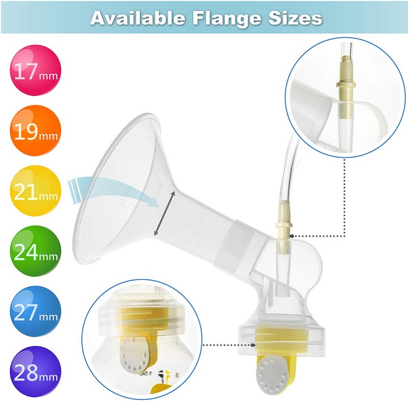 Nenesupply Pump Parts with 21mm Flanges Compatible with Medela Pump in Style Parts Accessories Breast Pump Not Original Medela Pump Parts Incl. 21mm Flange Breastshield Connector Valve Membrane Tubing - Image 3