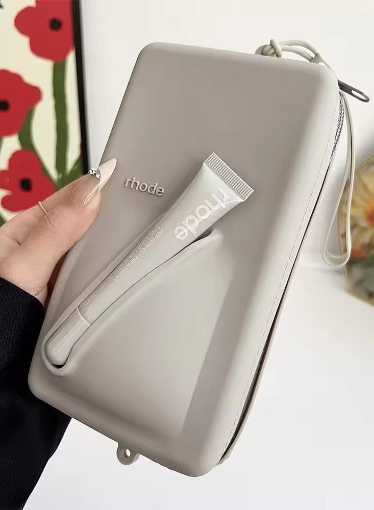 Rhode Pouch Bag with Adjustable Strap and Lip Gloss   – Stylish, Compact, and Perfect for On-the-Go Beauty and Everyday Essential GREY - Image 1