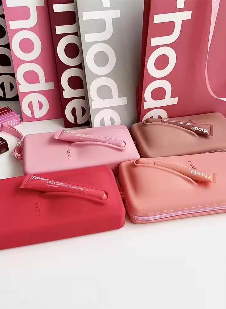 Rhode Pouch Bag with Adjustable Strap and Lip Gloss   – Stylish, Compact, and Perfect for On-the-Go Beauty and Everyday Essential GREY - Image 2