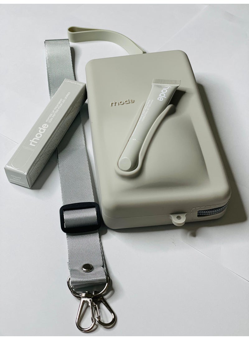 Rhode Pouch Bag with Adjustable Strap and Lip Gloss   – Stylish, Compact, and Perfect for On-the-Go Beauty and Everyday Essential GREY - Image 5
