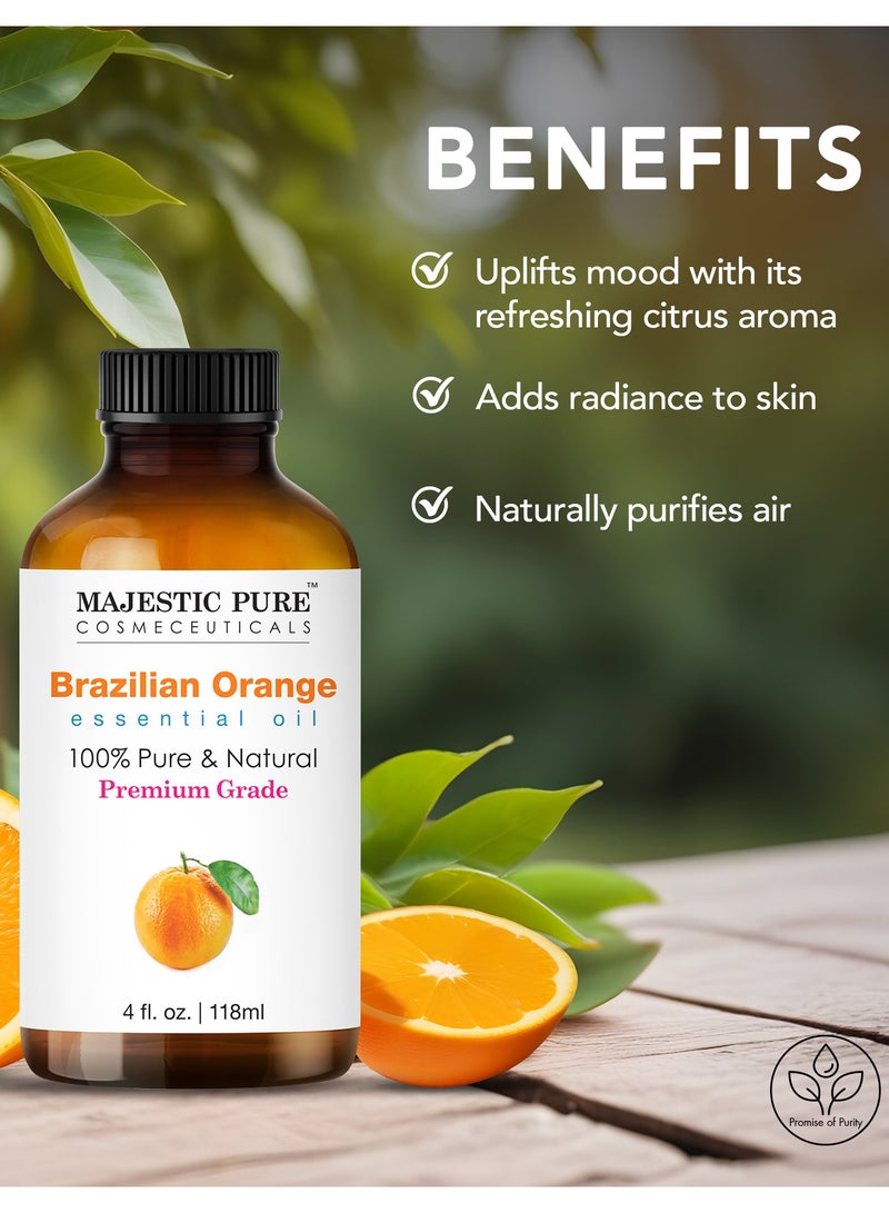 ماجستيك بيور زيت البرتقال البرازيلي العطري - 118 مل | نقي وطبيعي 100% | زيوت عطرية عالية الجودة للعلاج بالروائح العطرية والناشرات والجلد والتدليك وأجهزة الترطيب | - Image 4