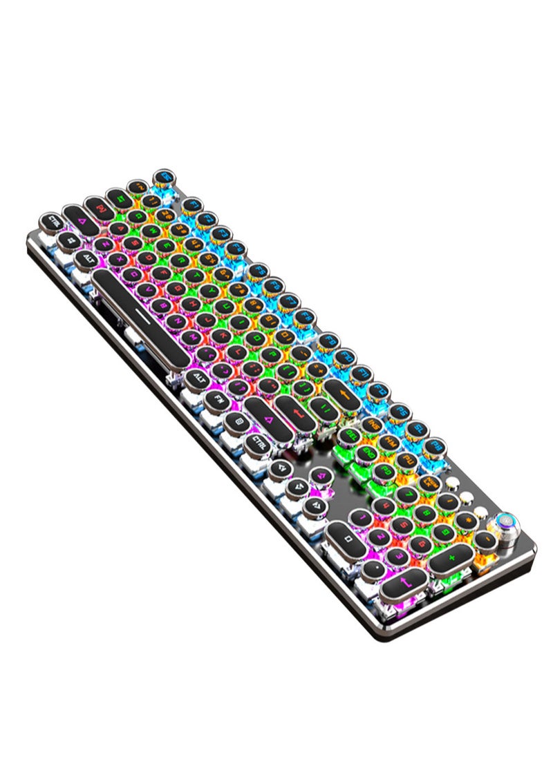 MissTiara - K820 Multimedia Mechanical Keyboard Retro Punk Button Keycap RGB Mechanical Keyboard Computer Game Wired Keyboard - Image 1