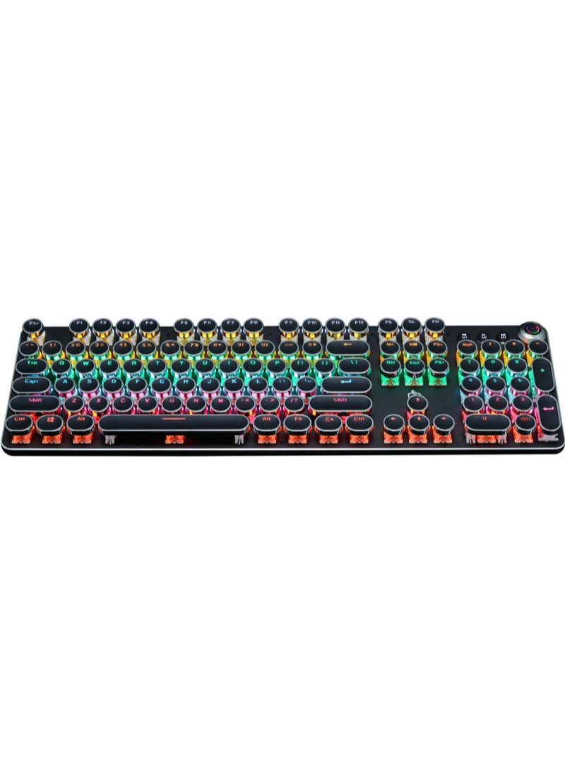 MissTiara - K820 Multimedia Mechanical Keyboard Retro Punk Button Keycap RGB Mechanical Keyboard Computer Game Wired Keyboard - Image 1