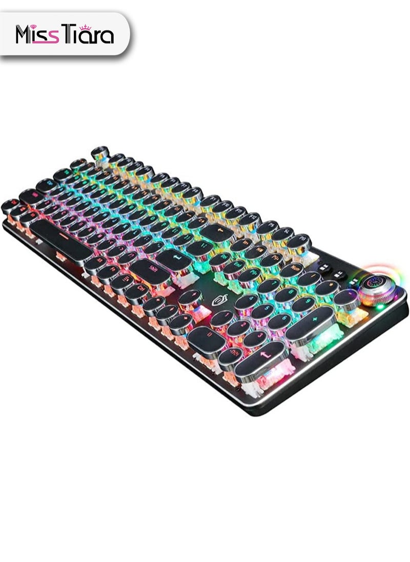 MissTiara - K820 Multimedia Mechanical Keyboard Retro Punk Button Keycap RGB Mechanical Keyboard Computer Game Wired Keyboard - Image 1